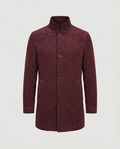 Herren Cordjacke Hochkragen Warm Oliven