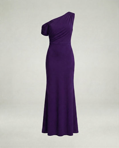 Elegantes Damen Abendkleid Figurbetont Asymmetrisch Lang