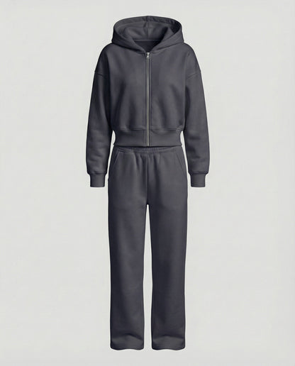 Damen Sweatanzug Reißverschluss Jogginganzug Bequem