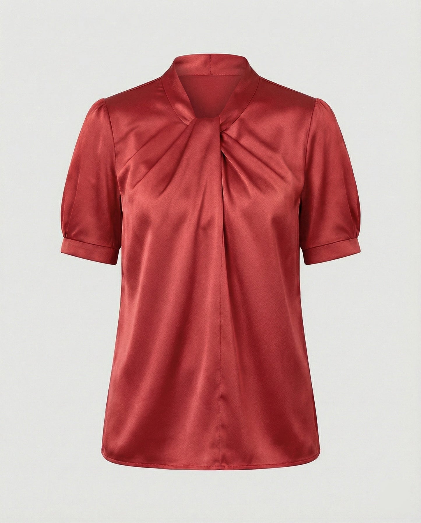 Damen Satin Bluse mit Krawattenkragen Elegant