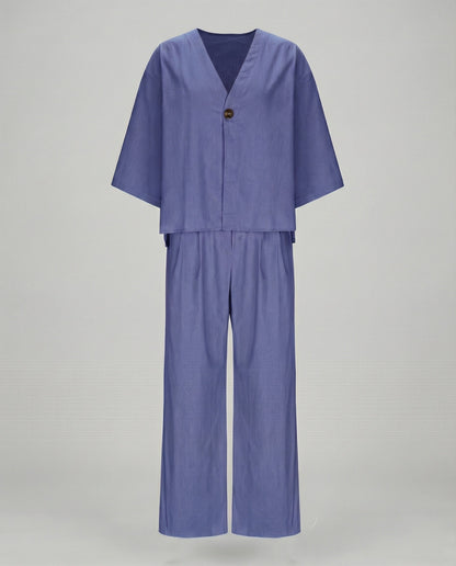 Damen Oversized Bluse Set Zweiteiler Modern