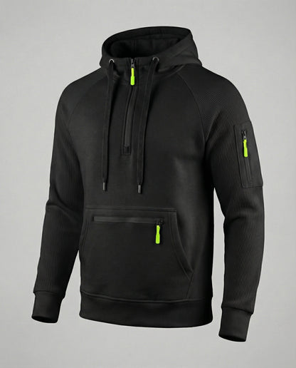 Herren Hoodie Sportlich Reißverschluss Taschen