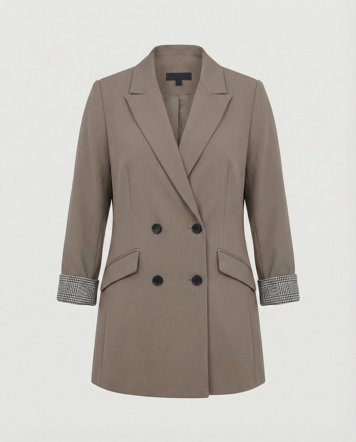 Damen Doppelreihenblazer Modern Kontrastärmel