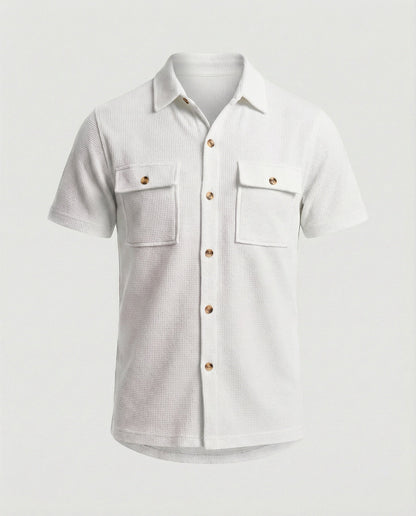 Herren Kurzarmhemd Strukturstoff Modern