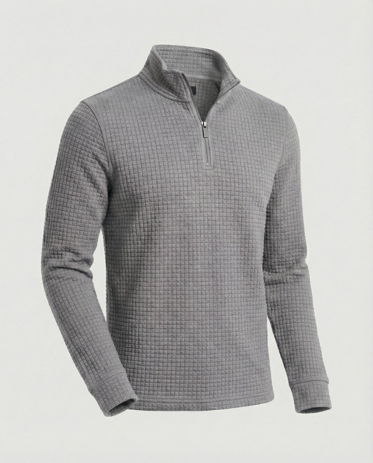 Herren Langarmshirt Stehkragen Reißverschluss Elegant