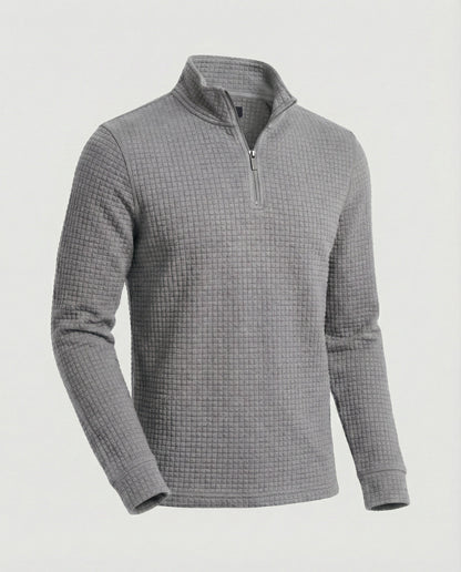 Herren Langarmshirt Stehkragen Reißverschluss Elegant