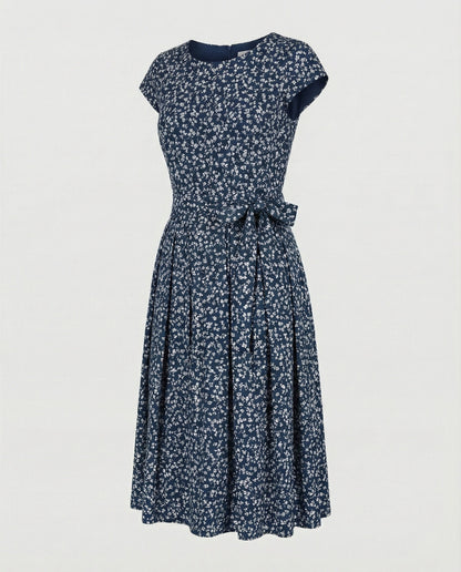 Damen Midi-Kleid mit Gürtel und Verschnürung