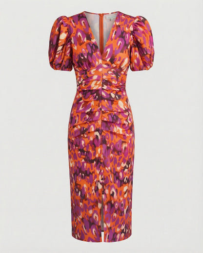 Damen Abendkleid Puffärmel Glamour