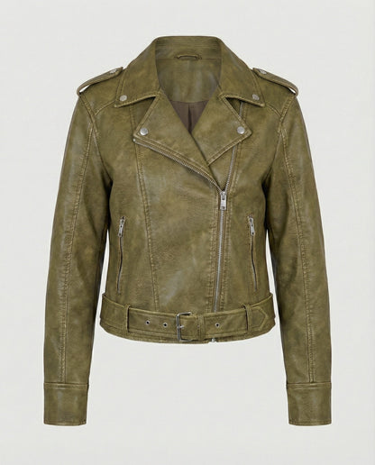 Damen Bikerjacke Lederlook