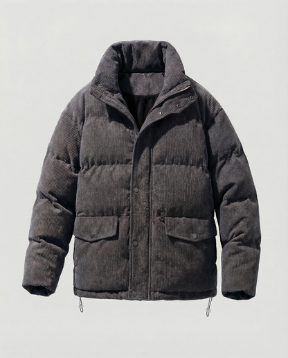 Herren Steppjacke Warm Cord Winterjacke Braun
