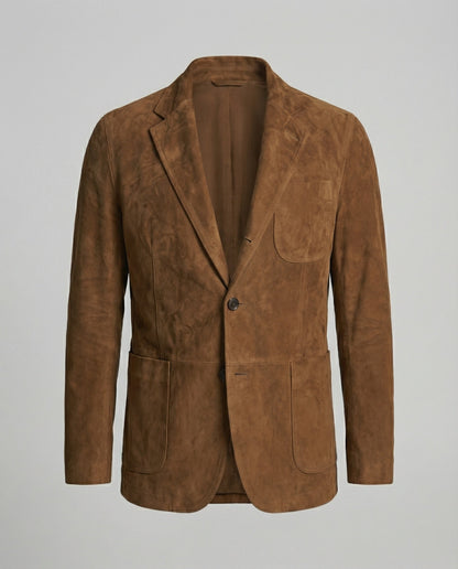 Herren Lederblazer Slim Fit Braun
