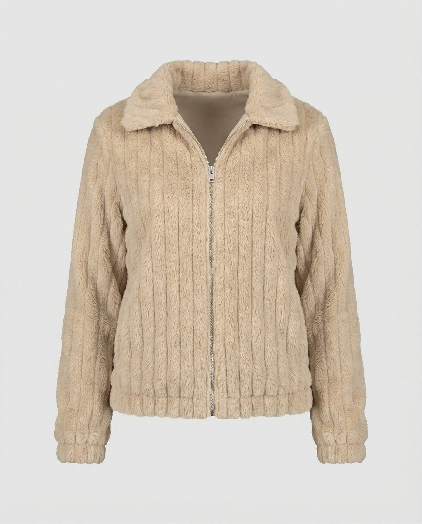 Damen Teddyjacke Stilvoll Mit Kragen Modern