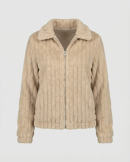 Damen Teddyjacke Stilvoll Mit Kragen Modern