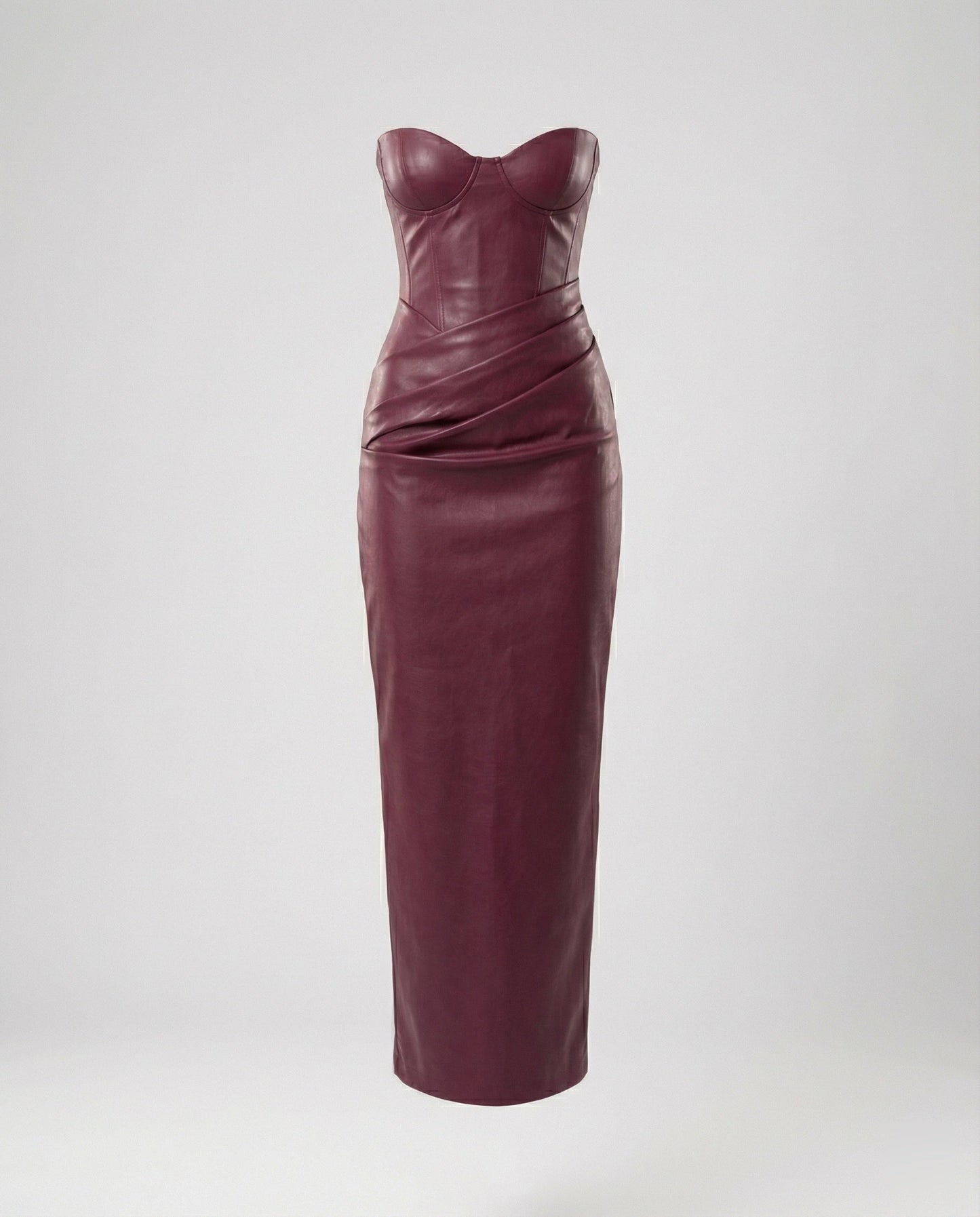 Damen Lederkleid Langärmlig Herz-Ausschnitt