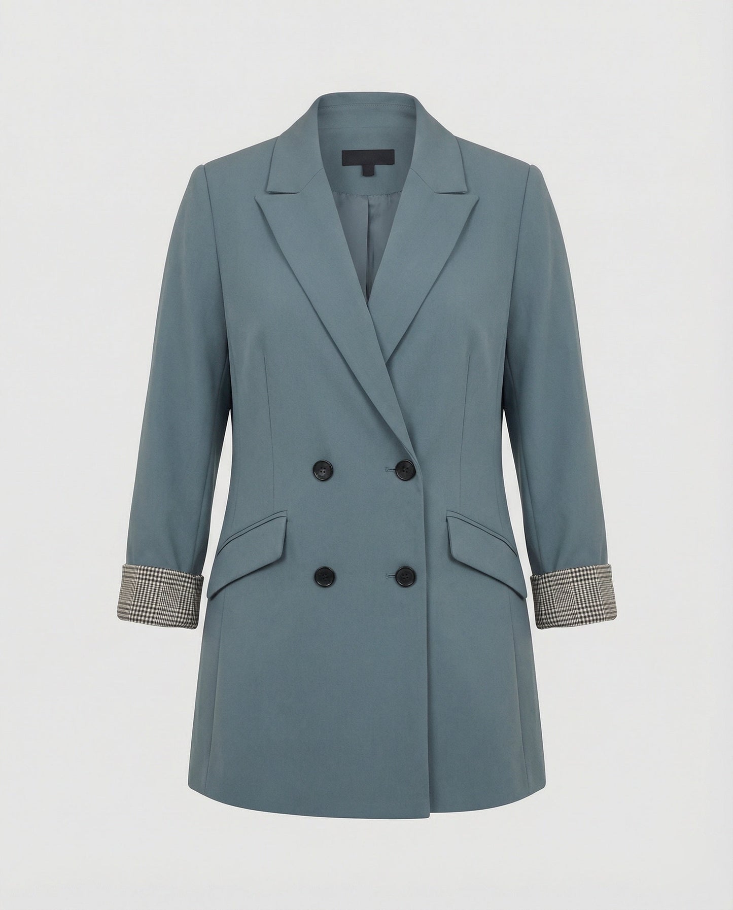 Damen Doppelreihenblazer Modern Kontrastärmel