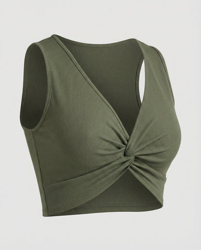Damen Knötchen-Oberteil V-Ausschnitt Elegant Crop-