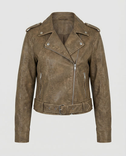 Damen Bikerjacke Lederlook