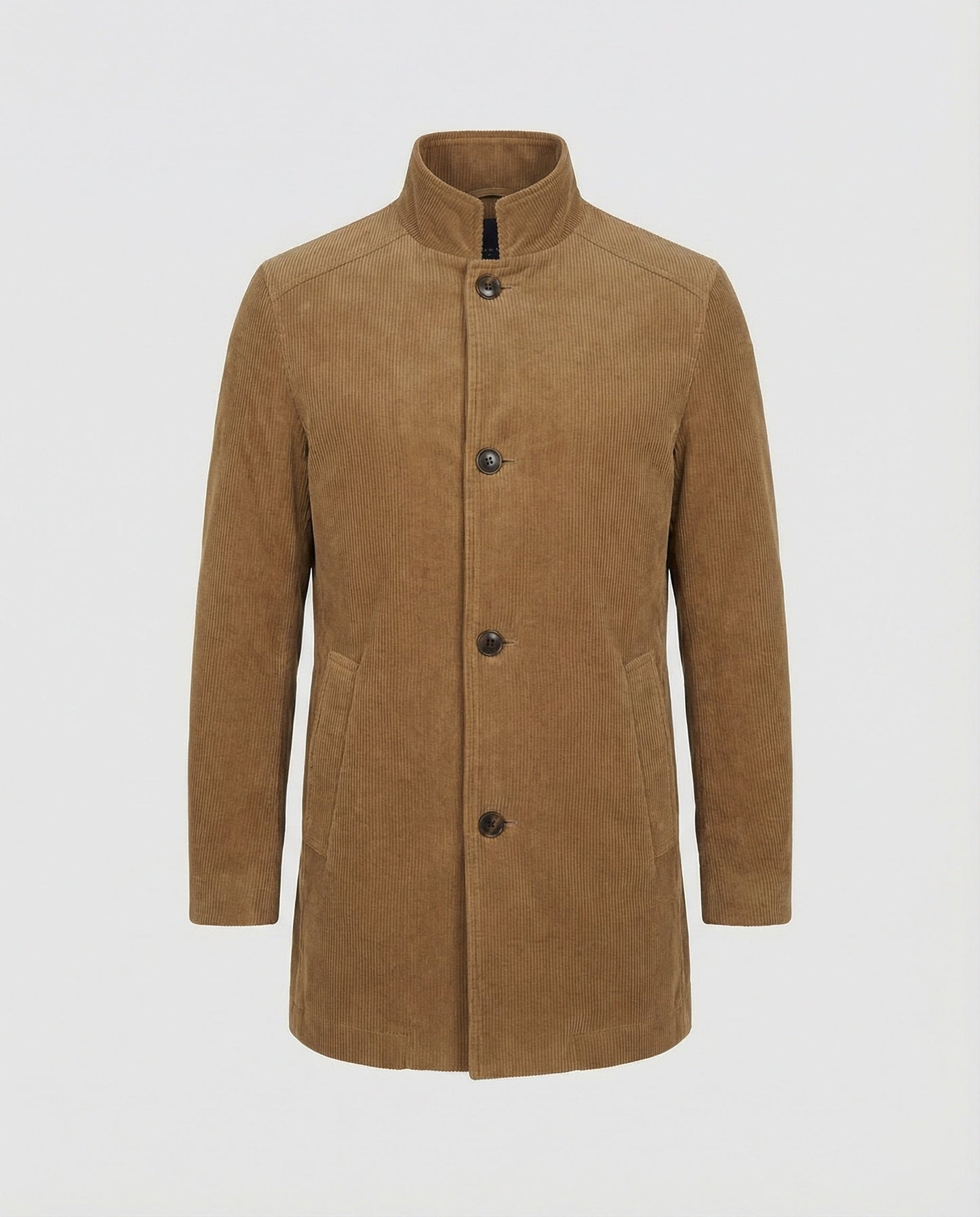 Herren Cordjacke Hochkragen Warm Oliven
