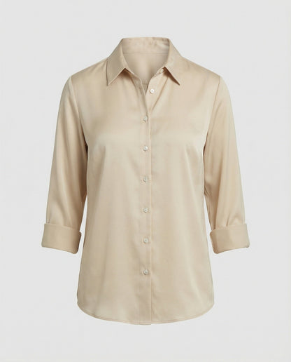 Damen Elegante Baumwollbluse Stehkragen