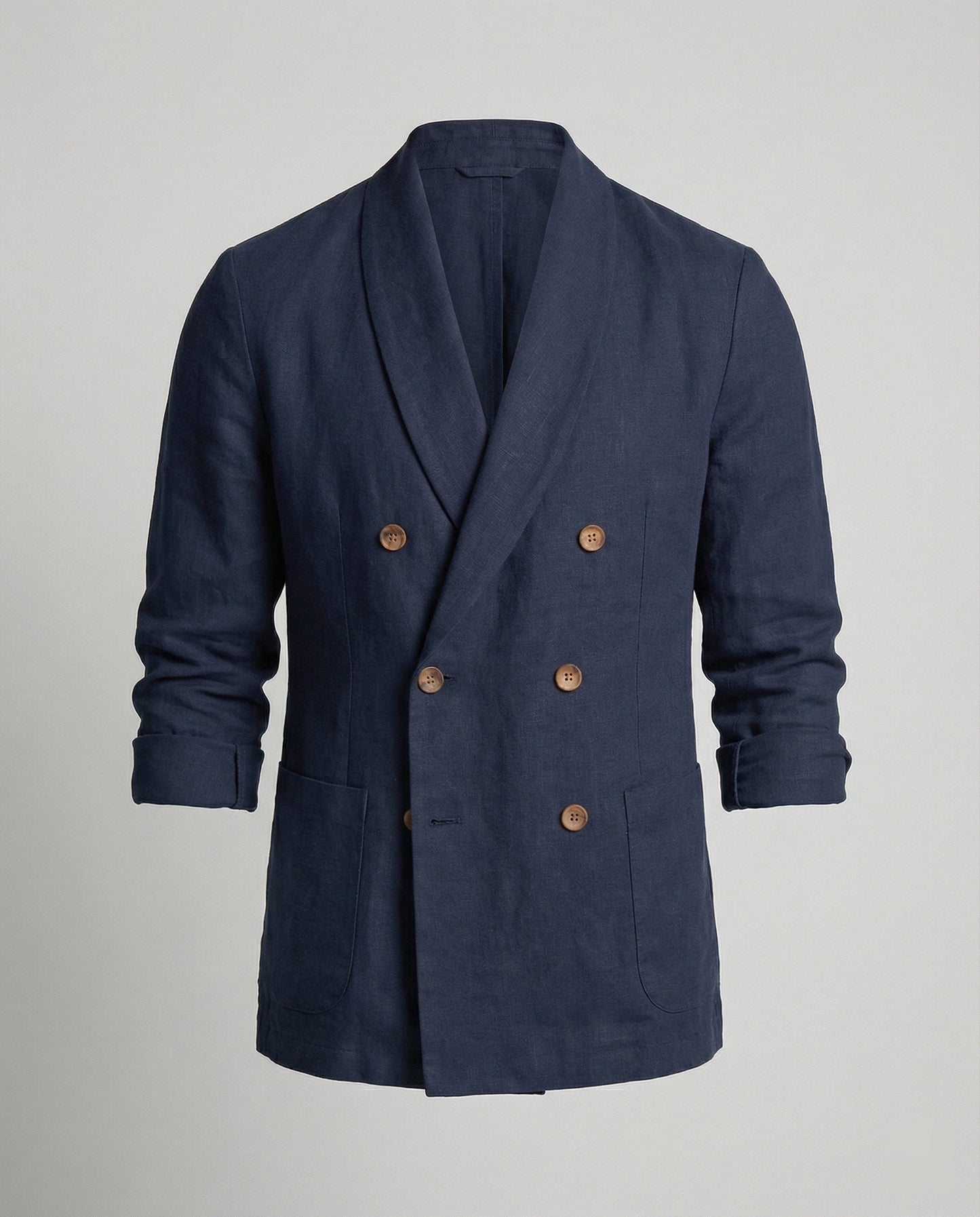 Herren Leinenjacke Leicht Doppelknopf Sommerjacke