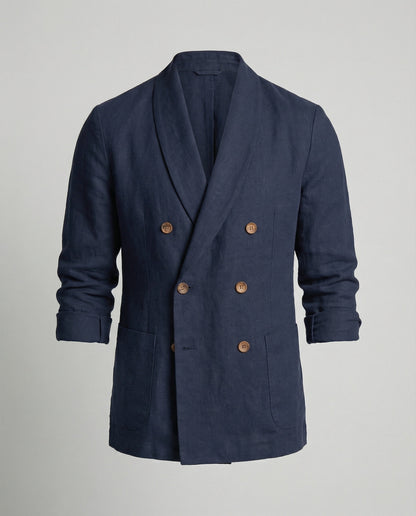 Herren Leinenjacke Leicht Doppelknopf Sommerjacke