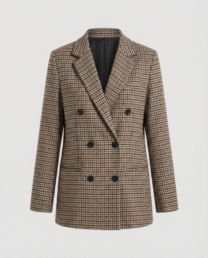 Damen Blazer Kariert Doppelknopf