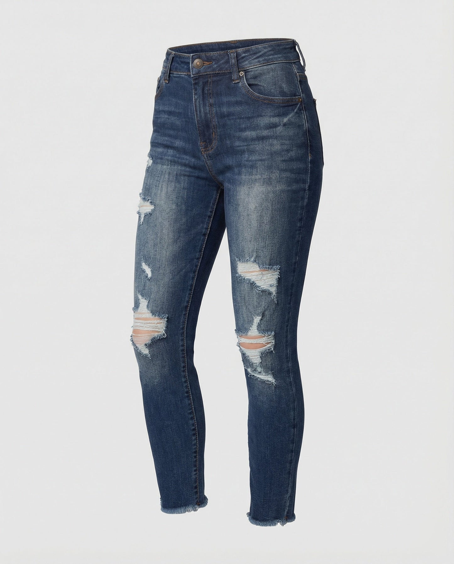 Damen Highwaist Jeans Destroyed Dunkelblau