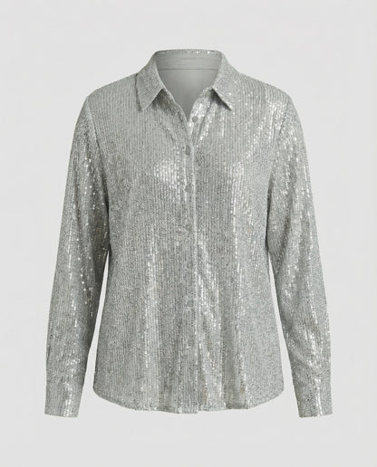 Damenbluse Glitzernd Transparent Pailletten