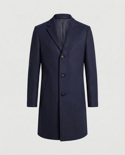 Herren Trenchcoat Lang Wollbezogen Elegant