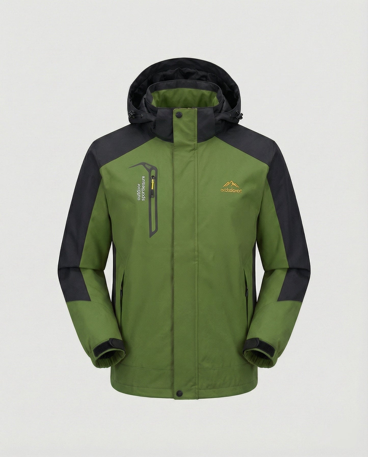 Wasserdichte Outdoor-Jacke mit Kapuze und Verstärkung
