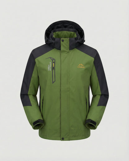 Wasserdichte Outdoor-Jacke mit Kapuze und Verstärkung