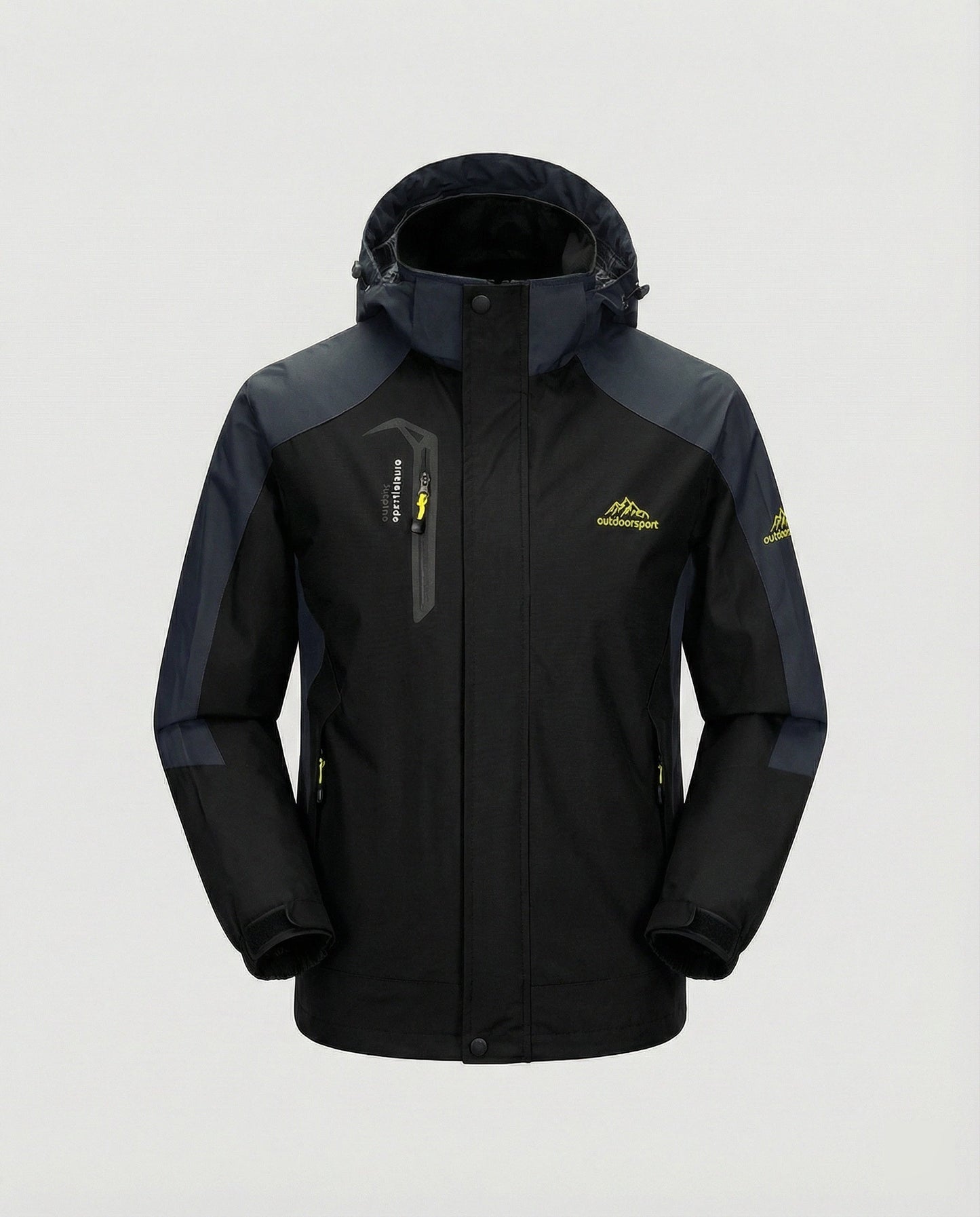 Wasserdichte Outdoor-Jacke mit Kapuze und Verstärkung