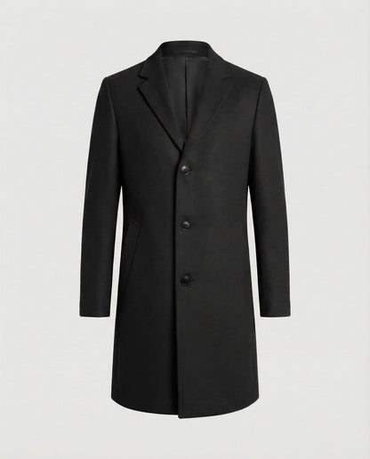Herren Trenchcoat Lang Wollbezogen Elegant