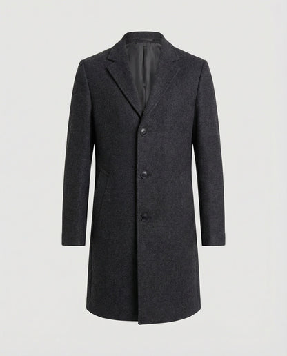 Herren Trenchcoat Lang Wollbezogen Elegant