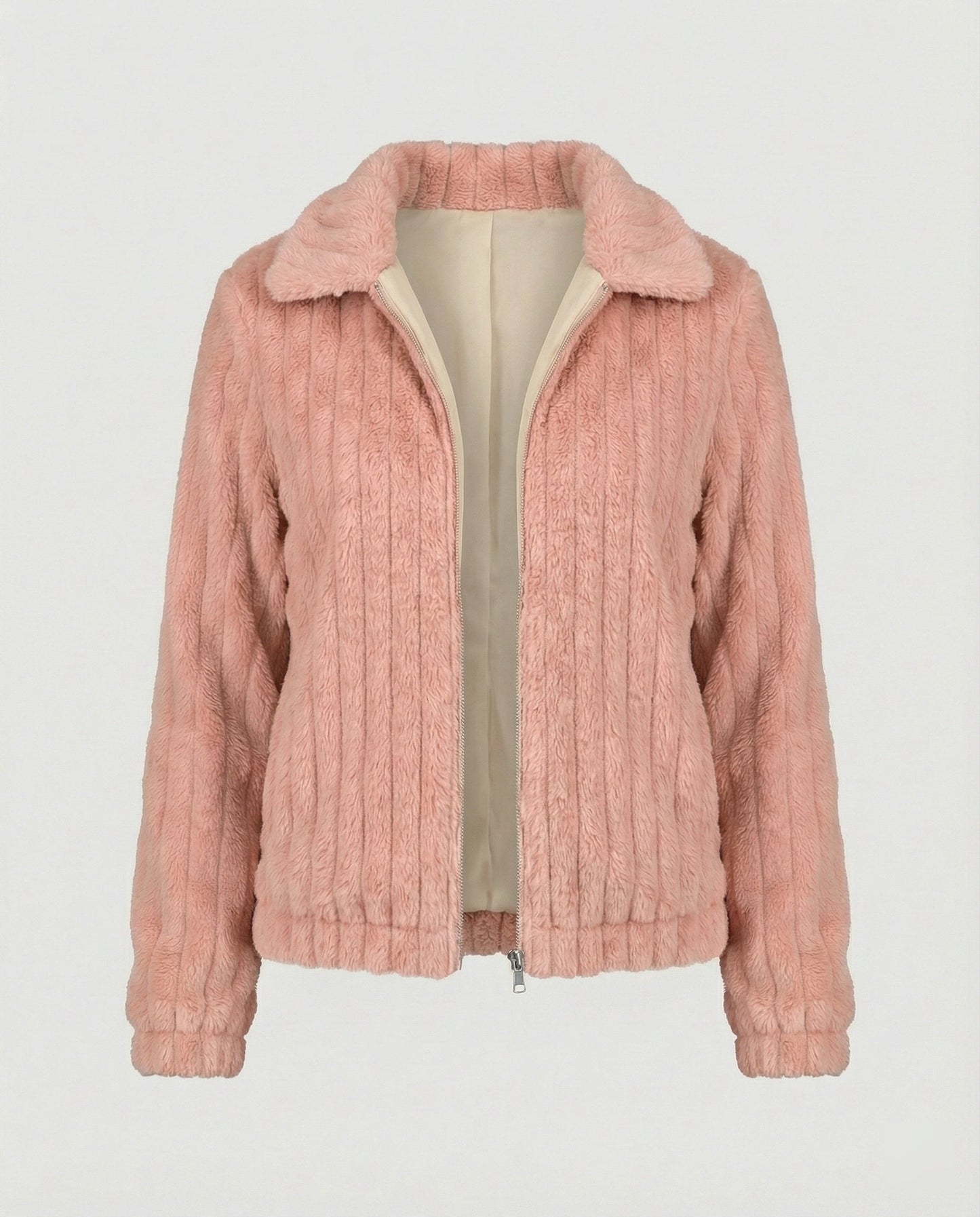 Damen Teddyjacke Stilvoll Mit Kragen Modern