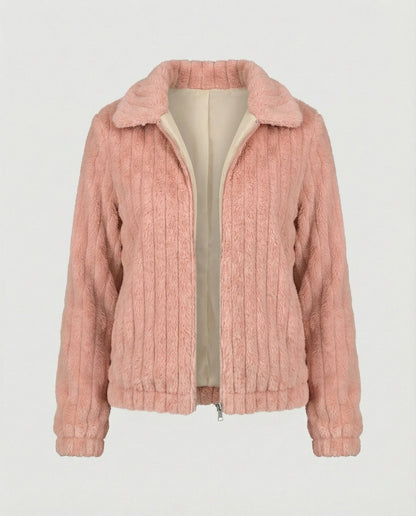 Damen Teddyjacke Stilvoll Mit Kragen Modern