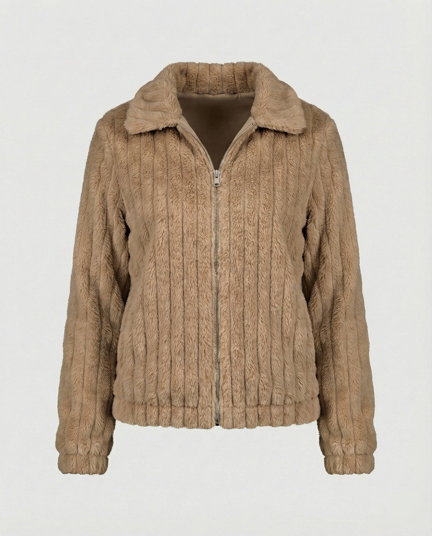 Damen Teddyjacke Stilvoll Mit Kragen Modern