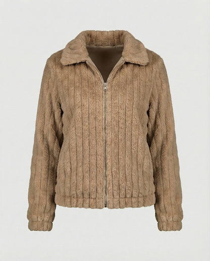 Damen Teddyjacke Stilvoll Mit Kragen Modern