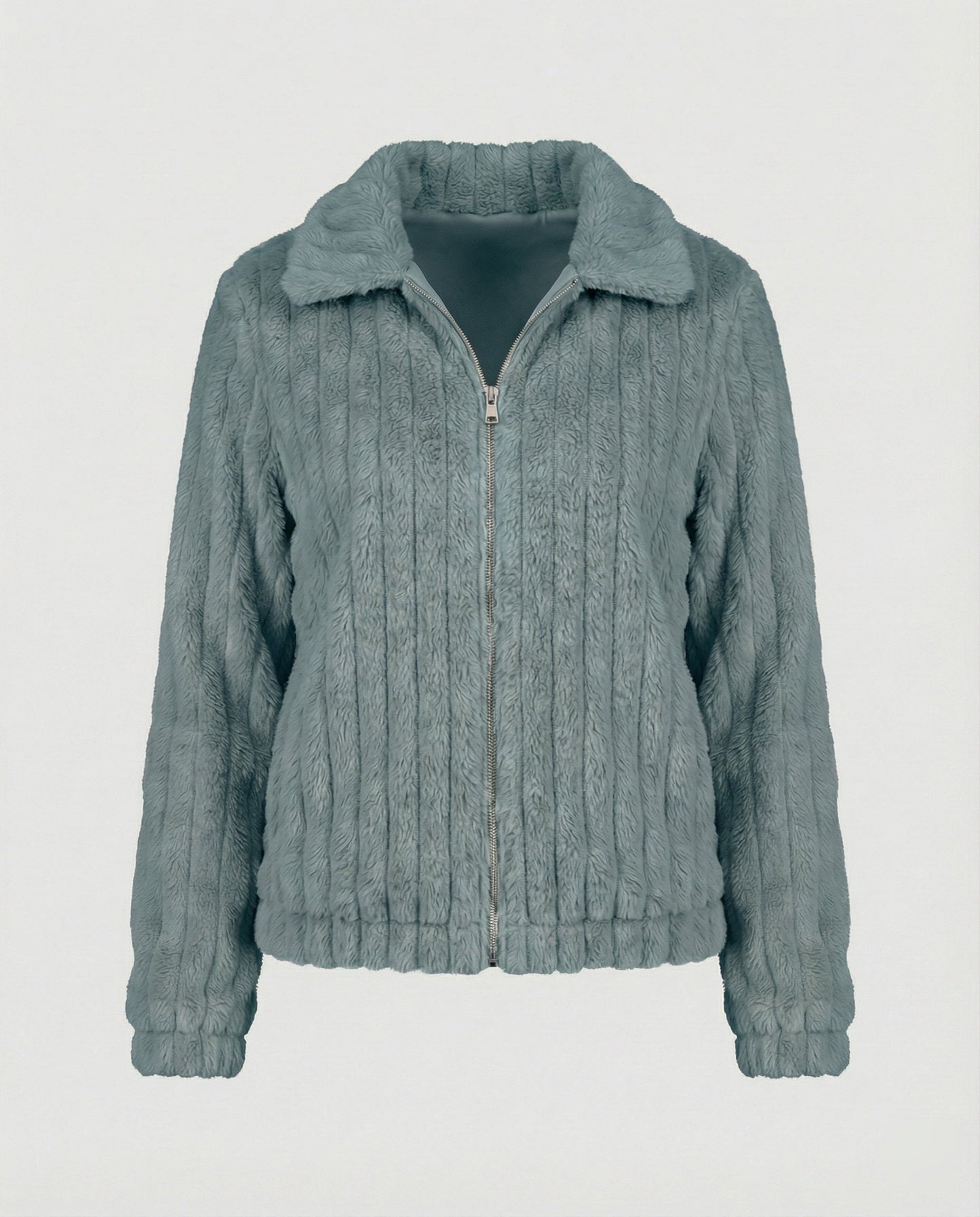 Damen Teddyjacke Stilvoll Mit Kragen Modern