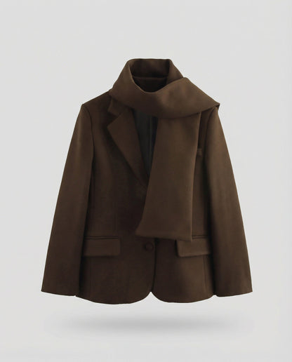 Damen Blazer Elegante Jacke Mit Schal