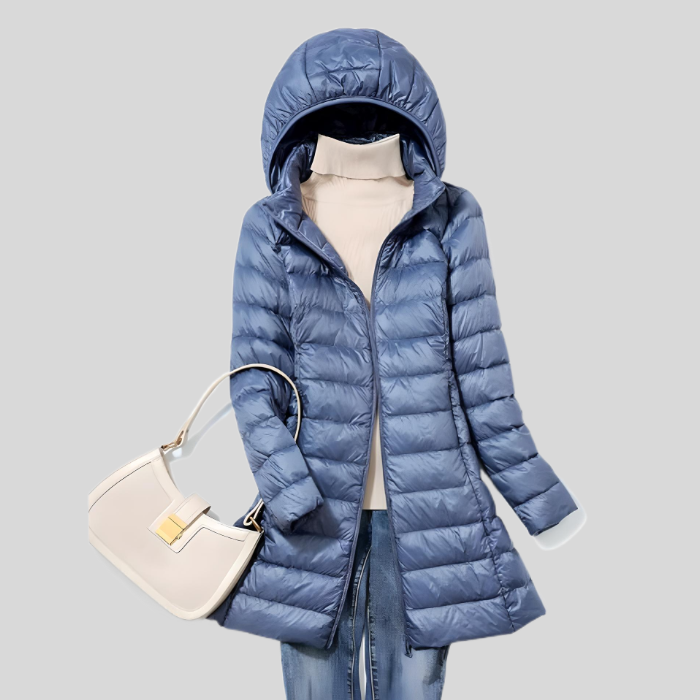 Damen Winterjacke Puffjacke Mit Reissverschluss Warm Schwarz - Norvielle