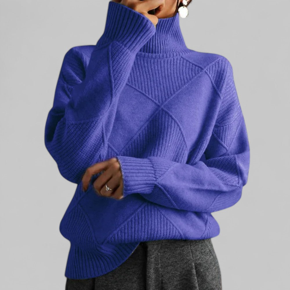 Damen Rollkragenpullover Locker Geschnitten Bequem