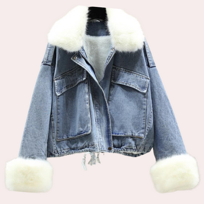 Damen Denim Steppjacke Warm Modern Blau