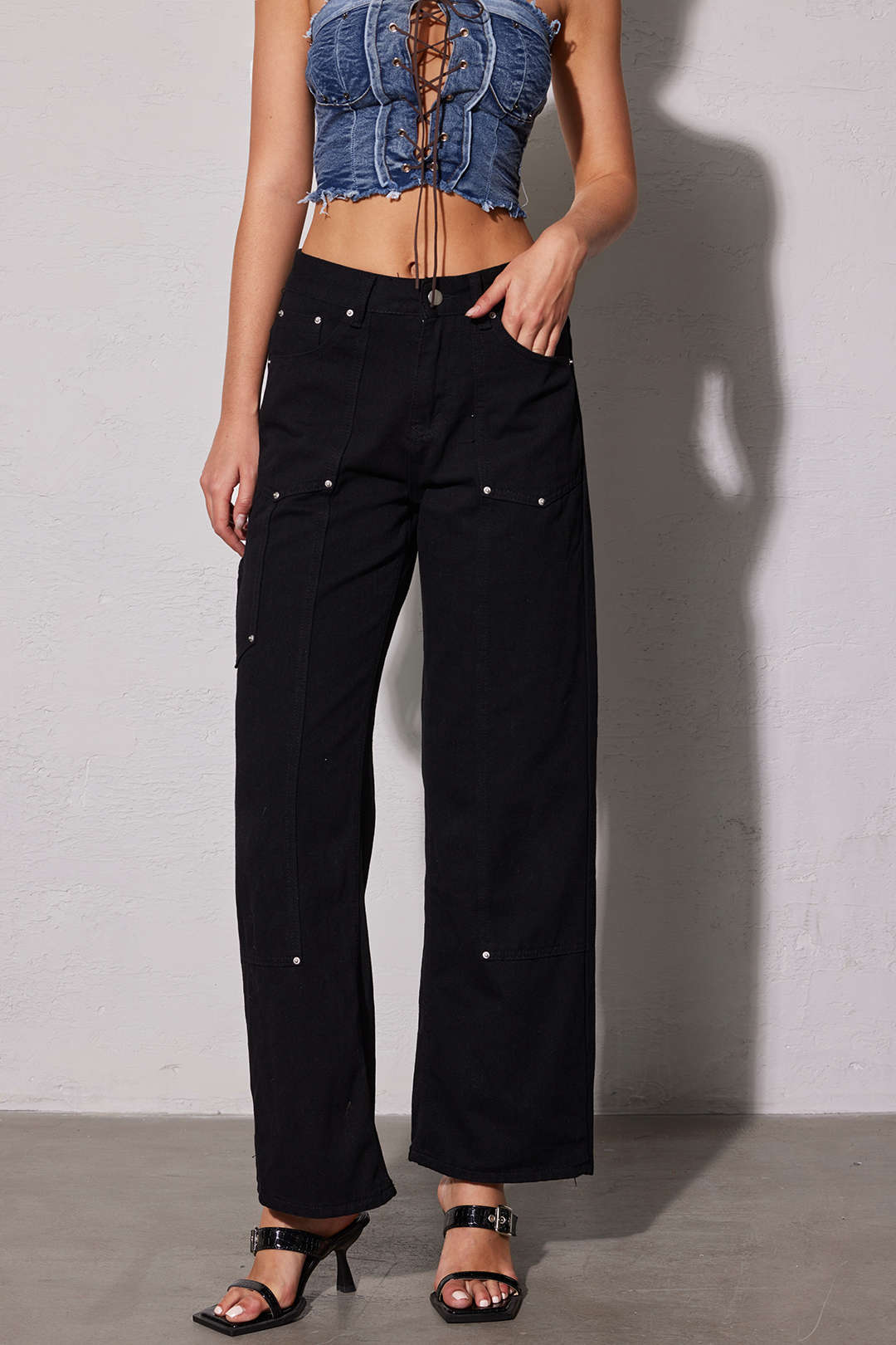 Damen Jeans Straight Fit Utility Stil