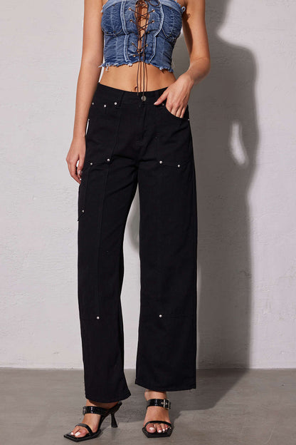 Damen Jeans Straight Fit Utility Stil