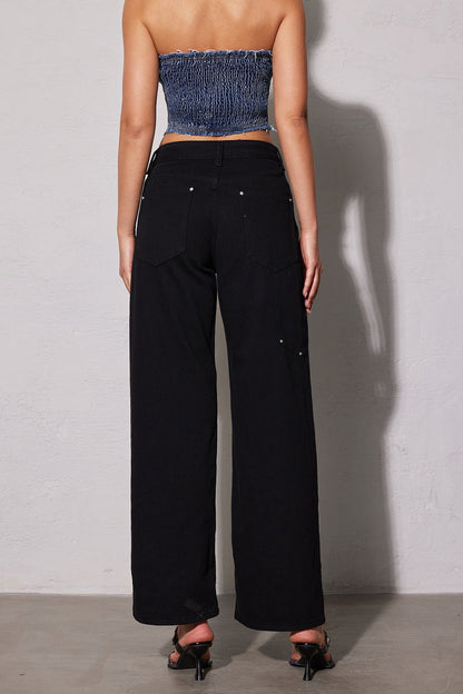 Damen Jeans Straight Fit Utility Stil