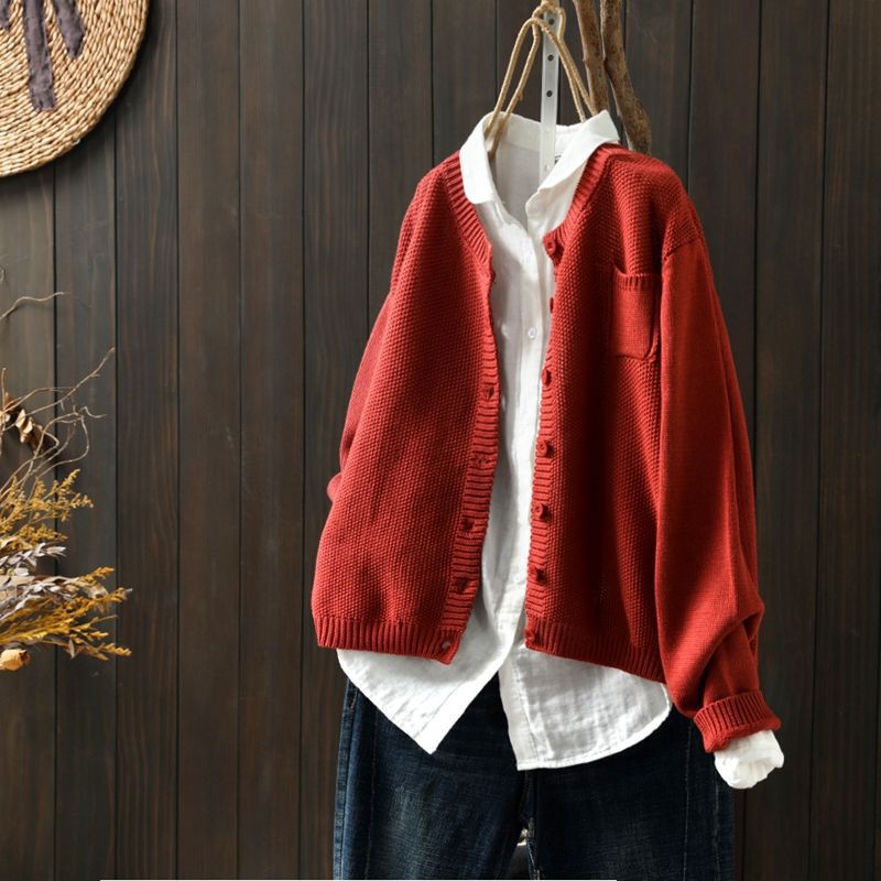 Damen Strickjacke Oversized mit Knöpfen
