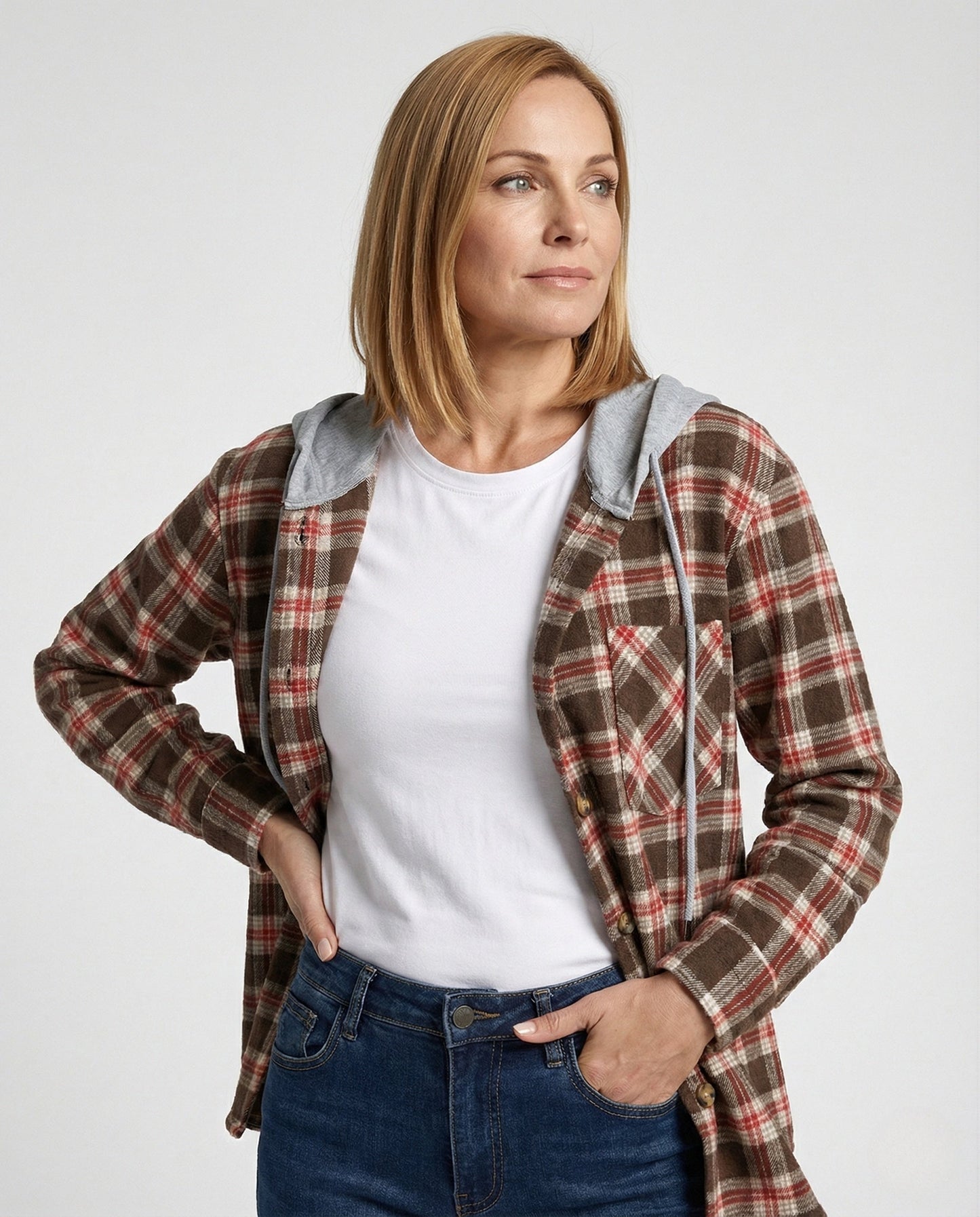 Damen Kapuzenpullover Kariert Modern - Norvielle