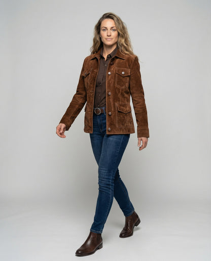 Herren Lederjacke Braun Wildleder Winter - Norvielle