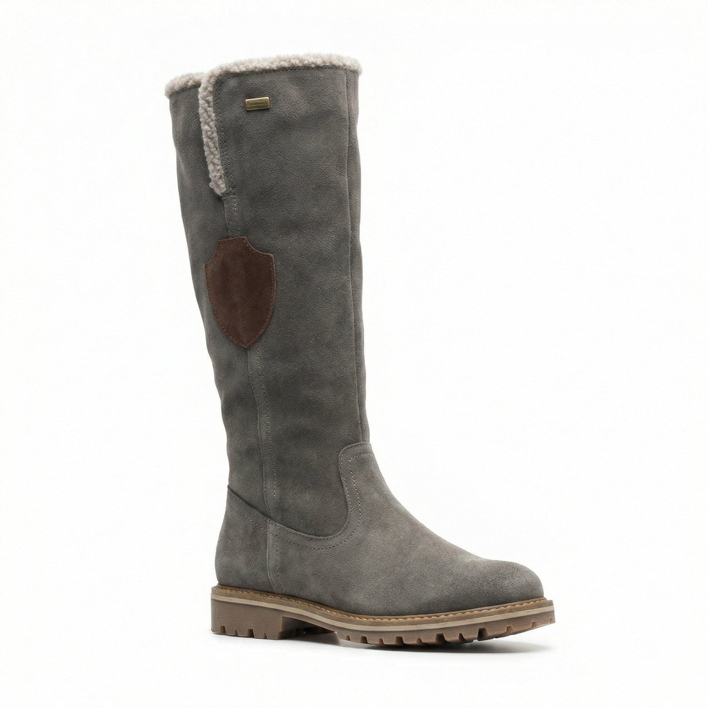 Damen Plattformstiefel Vintage Stil Leder Braun